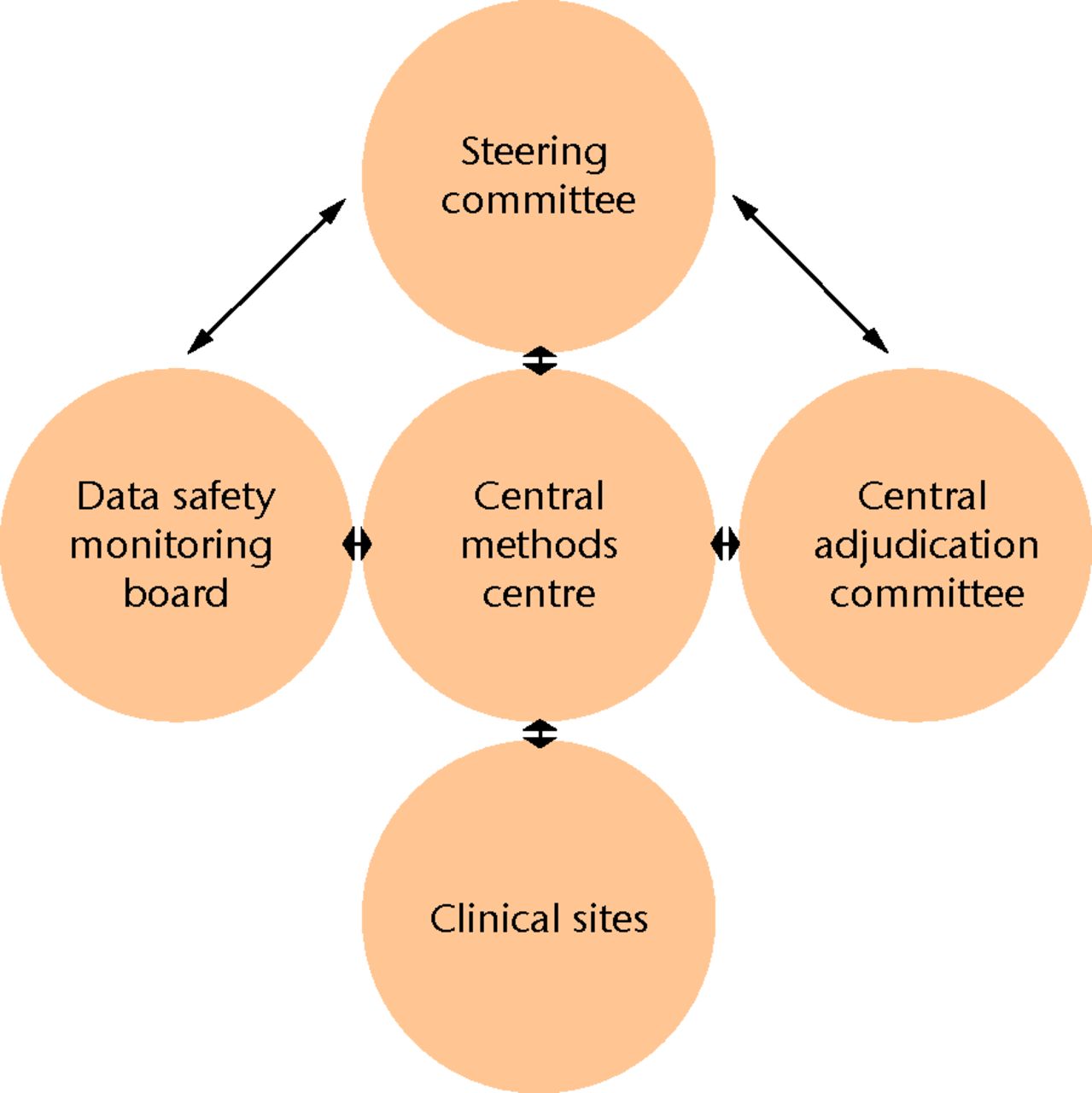 Fig. 3 
          Diagram showing the multicentre trial
committee organisational framework
        