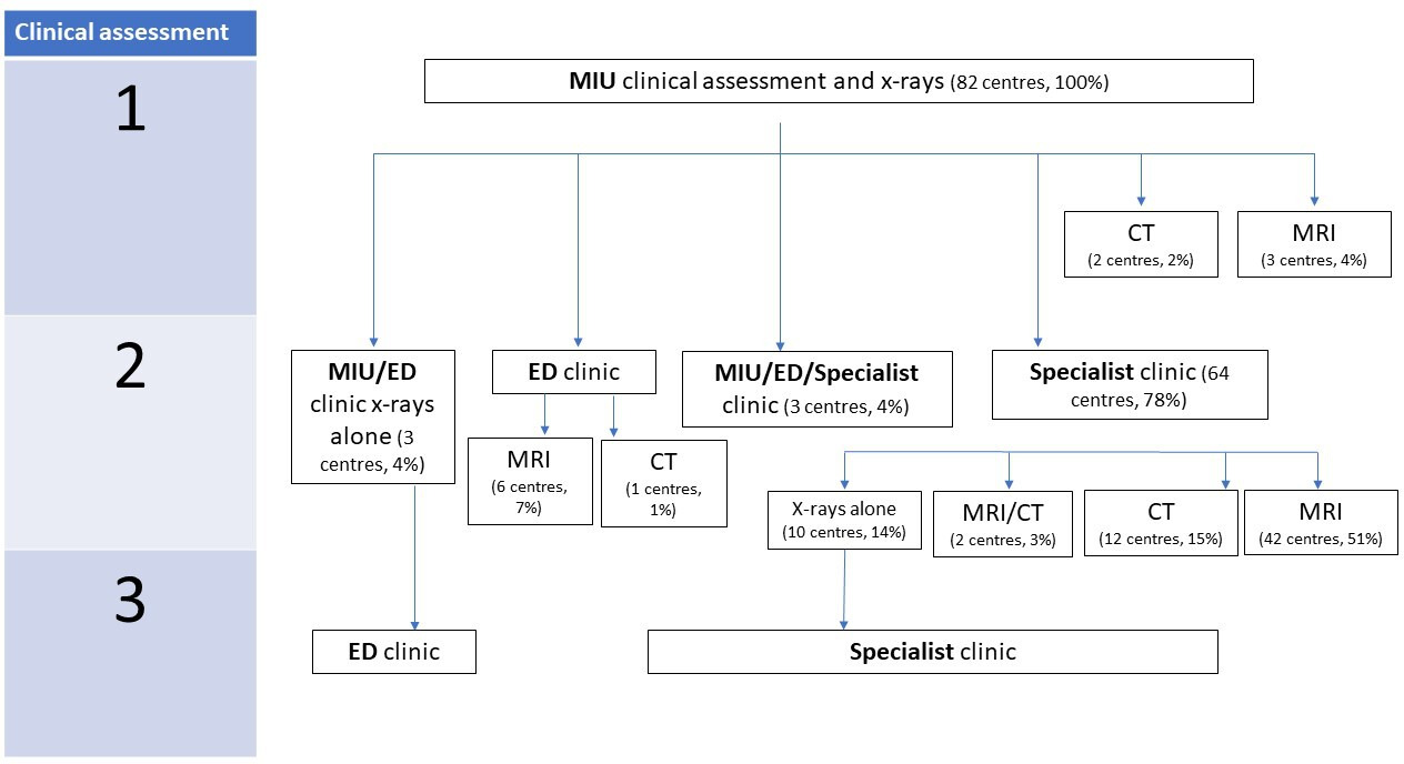 Fig. 2 
            A summary of pathways from minor injury units.
          