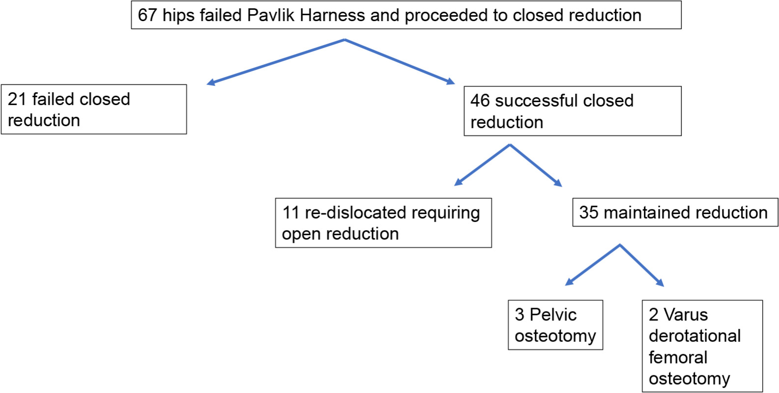 Fig. 1 
          Flow chart demonstrating outcome following attempted closed reduction.
        