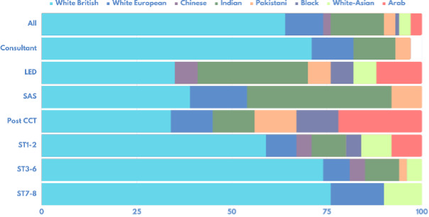 Fig. 3 
            Race by grade.
          