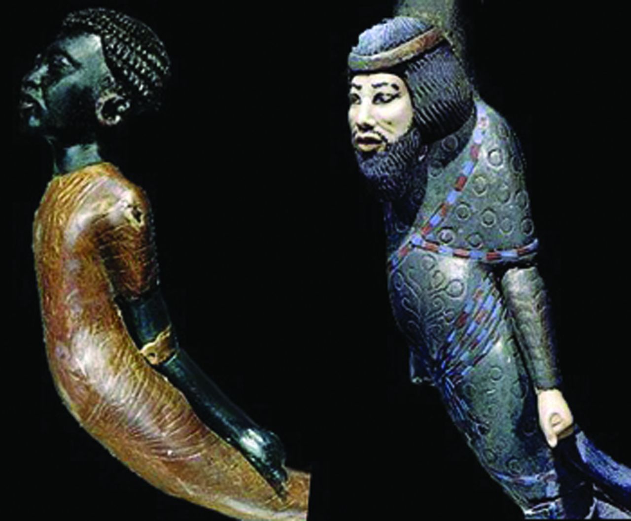 Fig. 8 
          Beautifully decorated walking staffs from Tutankhamun’s tomb.
        