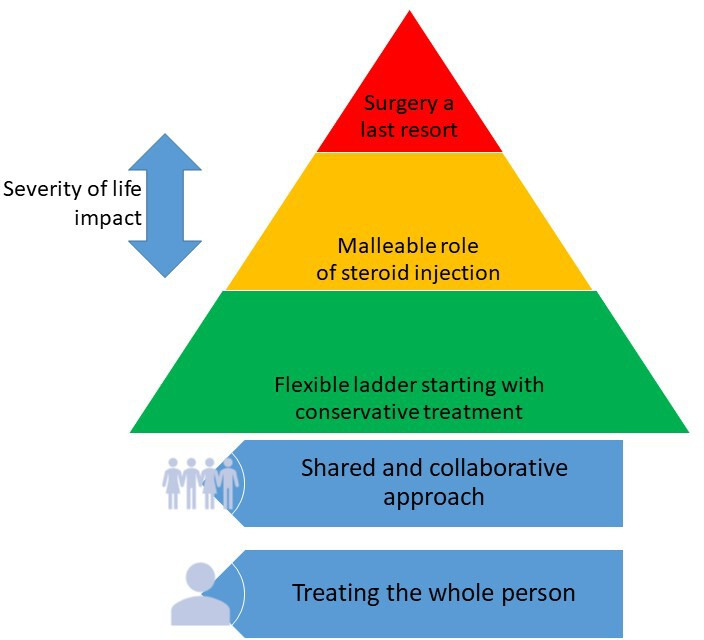Fig. 1 
          A diagram depicting the key themes developed relating to the clinical management approach.
        